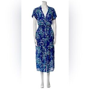 Poupette St. Barth Blue and White Midi Dress